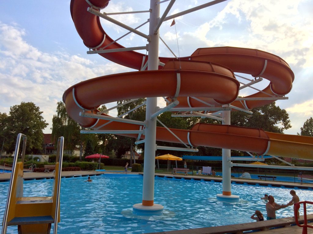 the water slide in Natural Swimming Pool, Weende.