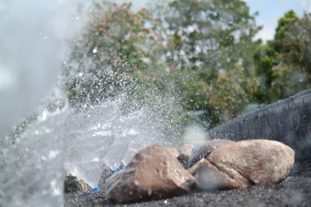 Irrigation filter for biological water treatment.